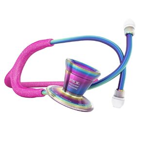 MDF Pink Glitter Kaleidoscope ProCardial Cardiology Stethoscope, Lightweight Titanium, Adult, Dual Head, Pink Glitter Tube, Kaleidoscope Chestpiece-Headset, MDF797TGL32KL