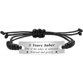 3 Years Sobriety Gifts - Out of The Ashes of Addiction Adjustable Bracelet Sober Gift - 3 Years Addiction Recovery Gift AA Bracelet NA Bangle Gift