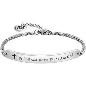 MYOSPARK Scripture Bracelet Bible Verse Jewelry Be Still And Know That I Am God Bracelet Christian Gift
