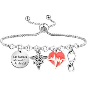 PLITI Nurse Practitioner Bracelet NP Gift Nurse Preceptor Graduation Gift She Believed She Could So She Did Bangle