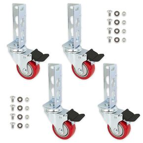 4pc - Storage Rack Caster Wheels (Adapts to Boltless Self Locking Shelving Racks) (3" (1500 Max Total Capacity))