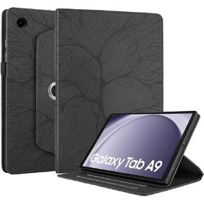 Compatible with Samsung Galaxy Tab A9 8.7 Inch SM-X110 SM-X115 Case 360 Rotating Cover PU Leather Stand Function Tablet Case for Samsung Galaxy Tab A9 8.7 Inch SM-X110 SM-X115 Black