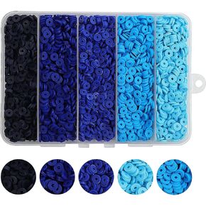 4000 Pcs Gradient Blue Clay Beads for Bracelets Making 6mm Heishi Beads Polymer Clay Beads, Flat Round Disc Clay Beads for Jewelry Making