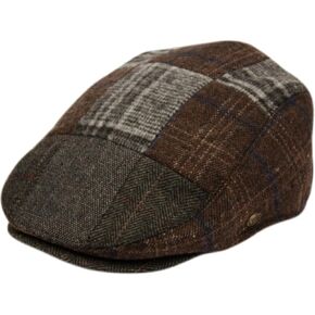 Men's Classic Newsboy Cap, Flat Ivy Hat, Snap Brim Herringbone Tweed Cap
