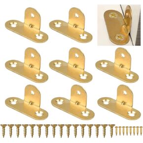 Heavy Duty Corner Braces, 8Pcs Right Angle Brass Bracket Fastener T-Shaped Brackets Corner Brace Corner Fastener Joints Support Bracket 90 Degree Wall Brackets Hanger for Shelves (Gold)