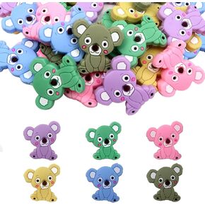TOAOB 20pcs Silicone Beads Cute Animal Shaped Silicone Beads Bulk for Pens Colorful Loose Spacer Silicone Beads for DIY Jewelry Necklaces Keychain Making Crafts