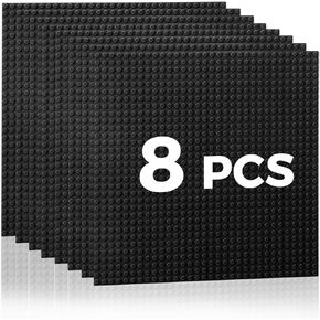 Classic Baseplates Building Plates-8 Pack 10" x 10" Building Boards,100% Compatible with All Major Brands and Activity Table, Creative Building Platforms Mats for Toy Bricks,Multicolored