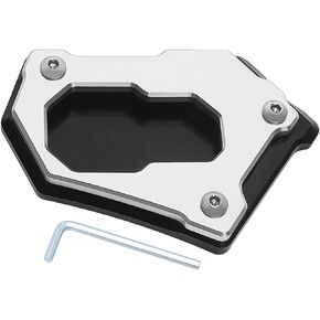 CNC Motorcycle Side Kick Stand Kickstand Extension Plate with Hex Handle Aluminum Alloy Compatible with BMW R1200GS LC 13-16 / R1200GS Adventure LC 14-16, Black and Silver