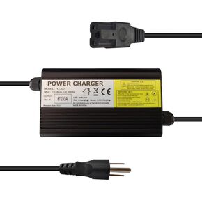 67.2V 3A Power Supply Adapter Charger for 16S 60V Lithium Li-ion Battery Pack with 3 Holes Plug Supply Cord, Aluminum Shell