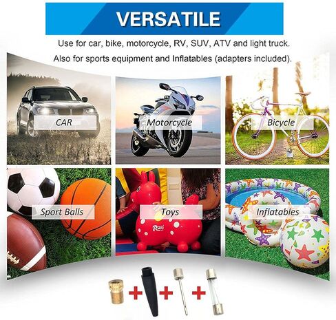 GSPSCN مضخة ضاغط الهواء المحمولة ذات الأسطوانة المزدوجة منفاخ الإطارات عالي التحمل مع ضوء LED، مضخة هواء 150 رطل لكل بوصة مربعة 12 فولت مع طقم إصلاح الإطارات وصندوق الأدوات للسيارات وسيارات الدفع الرباعي وإطارات الشاحنات وما إلى ذلك، فضي in Kuwait