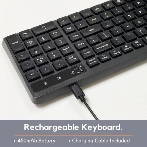 مجموعة لوحة مفاتيح وماوس لاسلكية X9 2.4G - لوحة مفاتيح وماوس بحجم كامل مدمج 105 مفتاح مع لوحة ماوس - لوحة مفاتيح USB لاسلكية لأجهزة الكمبيوتر المحمول والكمبيوتر والكمبيوتر الشخصي والكروم (أسود) in Kuwait