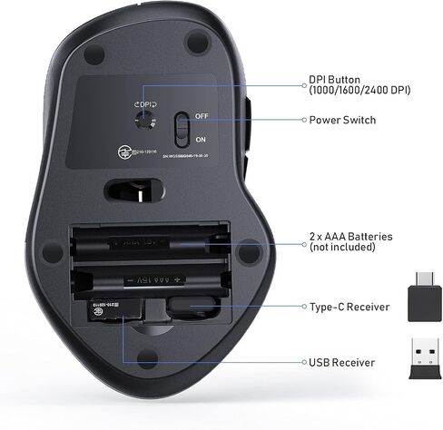 ماوس لاسلكي من Seeda Type C، 2.4G USB C وUSB A فأرة كمبيوتر مزدوجة الوضع، تصميم مريح ونقر صامت، 1000/1600/2400 نقطة في البوصة قابلة للتعديل، لجهاز الكمبيوتر المحمول MacBook Pro/Air Tablet in Saudi Arabia