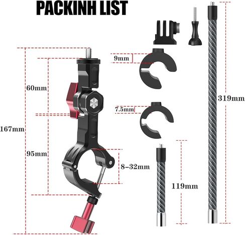 حامل مقود الدراجة النارية لـ Insta360، حامل عصا سيلفي لمقود الدراجة لشخص ثالث مع واجهة سقاطة متوافق مع Insta360 X4 X3 X2 X ONE RS R، GoPro، مثالي لتصوير فيديو الدراجة in Kuwait