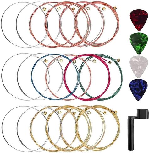 3 Sets Of 6 Acoustic Guitar Strings Steel String With 4 Guitar Picks, Guitar String Winder Guitar Kit For Beginners Performers in Saudi Arabia