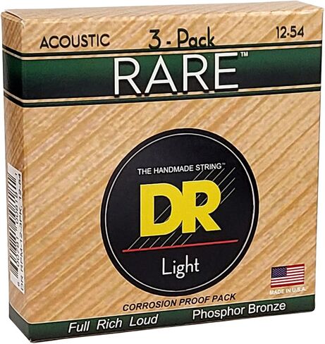DR Strings Rare Phosphor Bronze Acoustic Guitar Strings, Light 12-54, 3-Pack (RPM-12-3PK) in Saudi Arabia