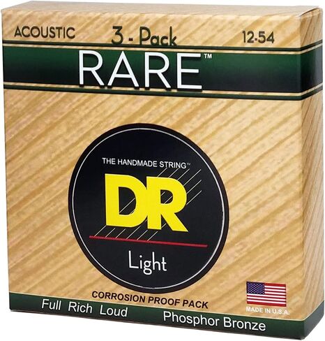 DR Strings Rare Phosphor Bronze Acoustic Guitar Strings, Light 12-54, 3-Pack (RPM-12-3PK) in Saudi Arabia