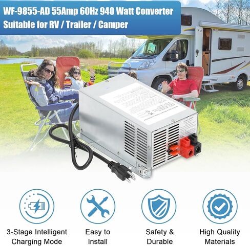 WF-9855-AD Deck Mount RV Power Deckmount Converter/Charger 55 Amp w/Lithium-Ion Switch,Replacement for 9800 Series in Kuwait