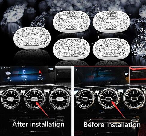 Bling Interior Accessories Fit for Mercedes Benz 2019 2020 2021 2022 2023 A Class B Class GLB CLA GLA Modification Rhinestone Accessories Applique Cover (Front Exhaust Port knob Cover 5/pcs) in Saudi Arabia