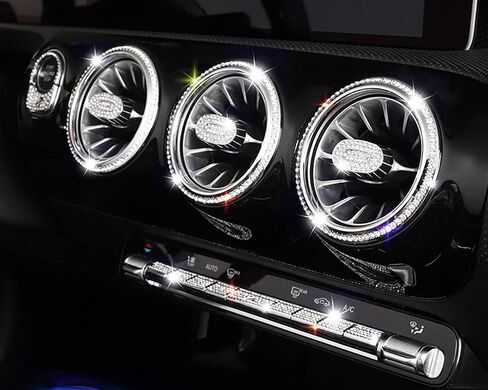 Bling Interior Accessories Fit for Mercedes Benz 2019 2020 2021 2022 2023 A Class B Class GLB CLA GLA Modification Rhinestone Accessories Applique Cover (Front Exhaust Port knob Cover 5/pcs) in Saudi Arabia