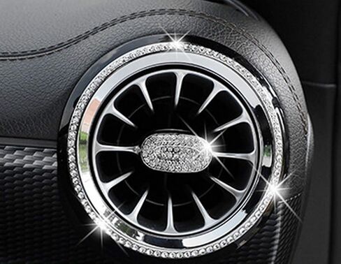 Bling Interior Accessories Fit for Mercedes Benz 2019 2020 2021 2022 2023 A Class B Class GLB CLA GLA Modification Rhinestone Accessories Applique Cover (Front Exhaust Port knob Cover 5/pcs) in Saudi Arabia