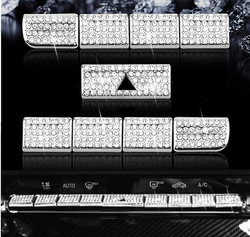 Bling Interior Accessories Fit for Mercedes Benz 2019 2020 2021 2022 2023 A Class B Class GLB CLA GLA Modification Rhinestone Accessories Applique Cover (Front Exhaust Port knob Cover 5/pcs) in Saudi Arabia