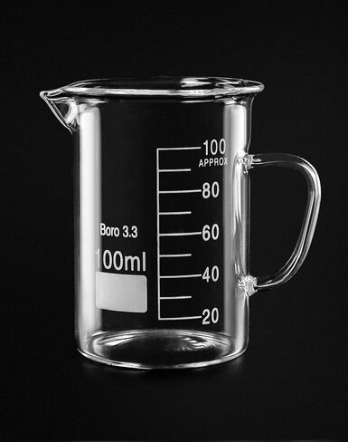 QWORK Beaker with Handle, 100ml Measuring Cup, Borosilicate Glass,Beaker Mug with Pouring Spout, 2 Pack in Saudi Arabia