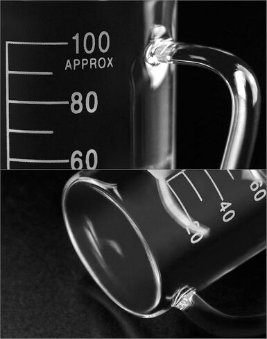 QWORK Beaker with Handle, 100ml Measuring Cup, Borosilicate Glass,Beaker Mug with Pouring Spout, 2 Pack in Saudi Arabia
