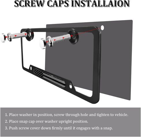 Car License Plate Frame, 2PCS American Flag Patrioric Stainless Steel License Plate Holder/Cover with Screws Set Universal for Car, SUV, Vehicle, Auto Accessories for Men Women (Black) in Saudi Arabia