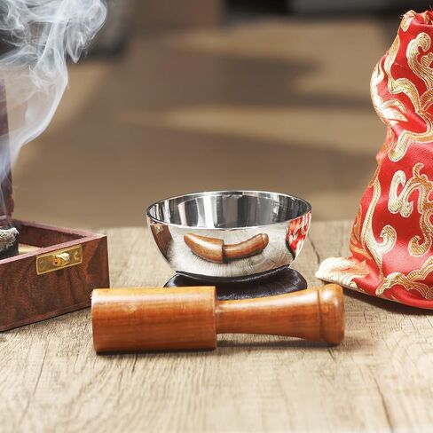 Singing Bowls Set/Meditation Sound Bowl for Energy Healing, Mindfulness, Yoga, Chakra Balancing- Unique Handcrafted Tibetan Humming Bowl with Mallet, Silk Pouch & Cushion in Kuwait