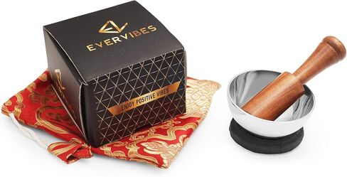 Singing Bowls Set/Meditation Sound Bowl for Energy Healing, Mindfulness, Yoga, Chakra Balancing- Unique Handcrafted Tibetan Humming Bowl with Mallet, Silk Pouch & Cushion in Kuwait