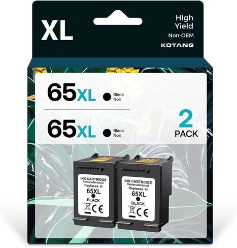 Remanufactured 65XL Ink Cartridges Black Compatible for HP Ink 65 High Yield Work with HP Deskjet 3755 3722 3752 3730 2652 2620 2655 Envy 5055 5030 5052 5032 (Black, 2-Pack) in Saudi Arabia