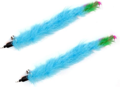 2 Pcs Cat Toys Interactive Refill Replacement Feather Pack Furry Tail Butterfly Dragonfly Fish Mouse Caterpillar Worm Birds Feathers for Kitten Cats CT15-11 Yellow Long Feather in Saudi Arabia