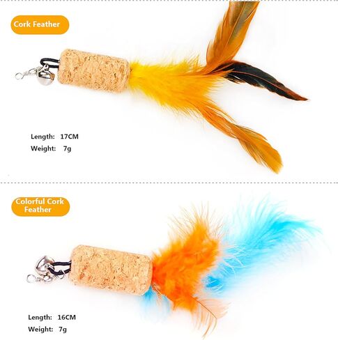 2 Pcs Cat Toys Interactive Refill Replacement Feather Pack Furry Tail Butterfly Dragonfly Fish Mouse Caterpillar Worm Birds Feathers for Kitten Cats CT15-11 Yellow Long Feather in Saudi Arabia