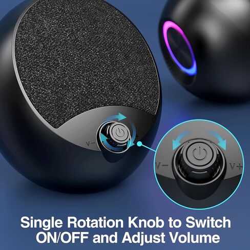 مكبرات صوت للكمبيوتر، مكبرات صوت 2.0 USB لألعاب الكمبيوتر مع صوت ستيريو واضح، وإضاءة RGB، والتوصيل والتشغيل، ومدخل AUX مقاس 3.5 مم وصوت جهير محسّن، ومكبرات صوت متعددة الوسائط لأجهزة الكمبيوتر المحمول/سطح المكتب in Kuwait