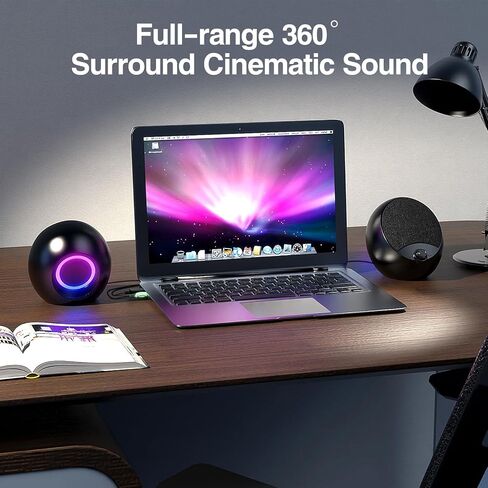 مكبرات صوت للكمبيوتر، مكبرات صوت 2.0 USB لألعاب الكمبيوتر مع صوت ستيريو واضح، وإضاءة RGB، والتوصيل والتشغيل، ومدخل AUX مقاس 3.5 مم وصوت جهير محسّن، ومكبرات صوت متعددة الوسائط لأجهزة الكمبيوتر المحمول/سطح المكتب in Kuwait