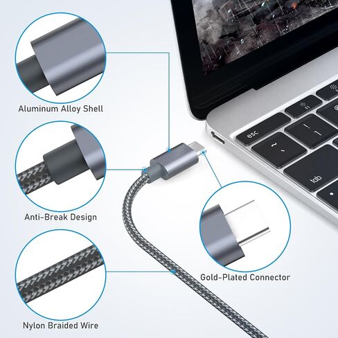 كابل USB C إلى HDMI 2.1، [8K عالي السرعة] كابل USB من النوع C إلى HDMI للمكتب المنزلي، [8K@60 هرتز، 4K@144 هرتز] كابل Thunderbolt 4/3 إلى HDMI متوافق مع iPhone 15 Pro Max، MacBook Pro Air، آي باد إلخ 6.6FT in Kuwait