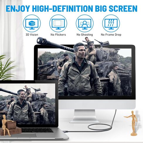 كابل USB C إلى HDMI 2.1، [8K عالي السرعة] كابل USB من النوع C إلى HDMI للمكتب المنزلي، [8K@60 هرتز، 4K@144 هرتز] كابل Thunderbolt 4/3 إلى HDMI متوافق مع iPhone 15 Pro Max، MacBook Pro Air، آي باد إلخ 6.6FT in Kuwait