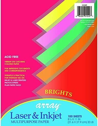Pacon 101049 8-1/2" X 11" Brights Bond Paper Assorted Colors 100 Count in Saudi Arabia