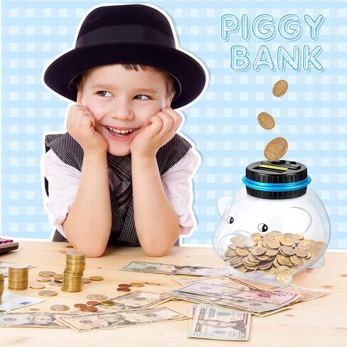 4 Pcs Digital Piggy Bank with Child Stickers and Screwdrivers Saving Coin Money Jar Change Piggy Bank with LCD Display for All US Coins Counting Savings Boys Kids Adults Gift for All Ages in Saudi Arabia