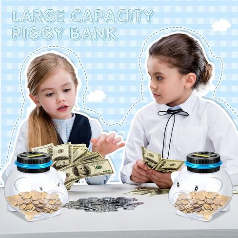 4 Pcs Digital Piggy Bank with Child Stickers and Screwdrivers Saving Coin Money Jar Change Piggy Bank with LCD Display for All US Coins Counting Savings Boys Kids Adults Gift for All Ages in Saudi Arabia