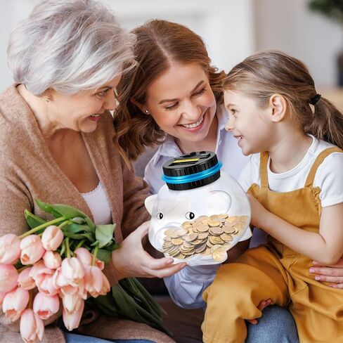 4 Pcs Digital Piggy Bank with Child Stickers and Screwdrivers Saving Coin Money Jar Change Piggy Bank with LCD Display for All US Coins Counting Savings Boys Kids Adults Gift for All Ages in Saudi Arabia