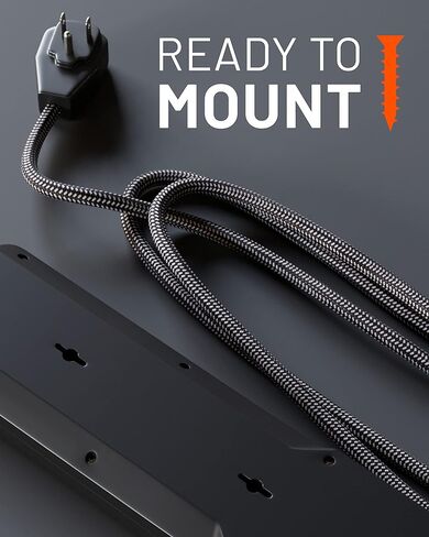 قطاع الطاقة ECHOGEAR PowerBlitz Surge Protector مع منافذ USB-A وUSB-C - تصميم منخفض المستوى مع سلك مضفر بطول 6 بوصات، قابس مسطح و2160 جول من الحماية من زيادة التيار متعدد المنافذ - أسود in Kuwait