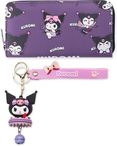 Cute Cartoon Wallet for Girls Kawaii Zipper Faux Leather Wallet with Cute Chain Gift for Girls Birthday Gift for Teen Girls (Purple) in Saudi Arabia