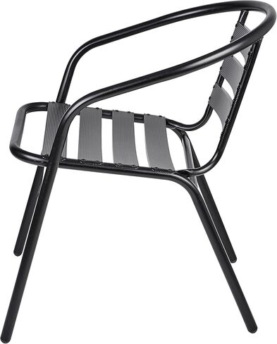 BTEXPERT داخلي خارجي 23.75 بوصة مطعم من الفولاذ المقاوم للصدأ والألمنيوم شريحة معدنية خفيفة الوزن، 4 كراسي مع طاولة مستديرة، فضي/برونزي in Kuwait