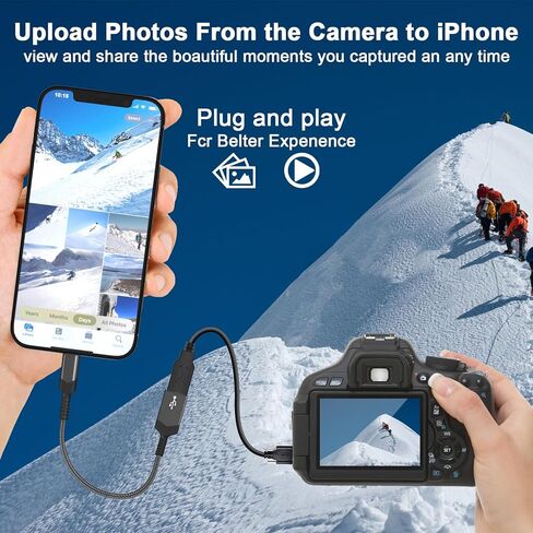 Lightning to USB Camera OTG Adapter for iPhone,[Apple MFi Certified] USB 3.0 OTG Cable Adapter Female Converter Supports USB Flash Drive,Gamepad,Hubs,Mouse,Keyboard,U Disk,MIDI -Black in Kuwait