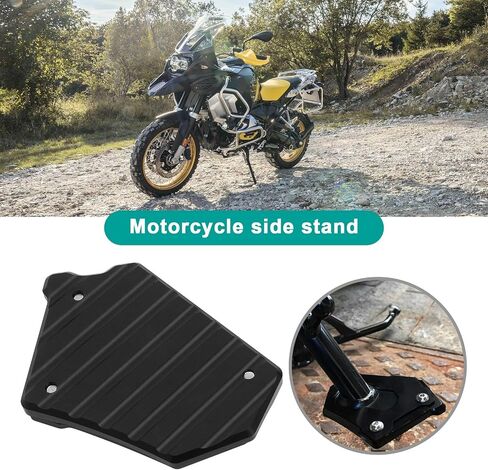 CNC Motorcycle Side Kick Stand Kickstand Extension Plate with Hex Handle Aluminum Alloy Compatible with BMW R1200GS LC 13-16 / R1200GS Adventure LC 14-16, Black and Silver in Saudi Arabia