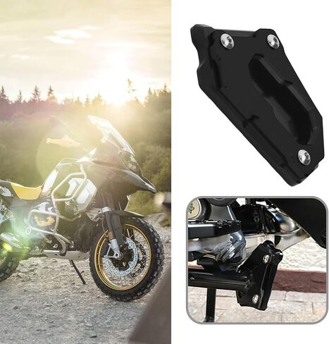 CNC Motorcycle Side Kick Stand Kickstand Extension Plate with Hex Handle Aluminum Alloy Compatible with BMW R1200GS LC 13-16 / R1200GS Adventure LC 14-16, Black and Silver in Saudi Arabia