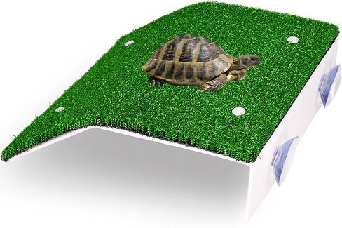 Lawn Basking Platform for Turtle, Simulated Grass Terrace, Tortoise Ramp Climbing Ladder Resting Terrace,Tanks Accessories for Small Reptile Frogs,Medium in Kuwait