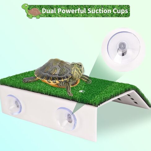 Lawn Basking Platform for Turtle, Simulated Grass Terrace, Tortoise Ramp Climbing Ladder Resting Terrace,Tanks Accessories for Small Reptile Frogs,Medium in Kuwait