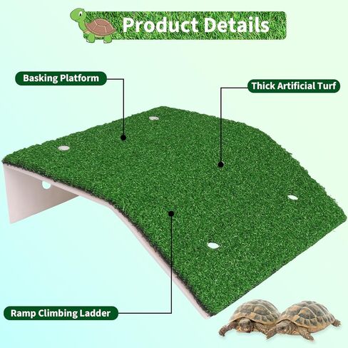Lawn Basking Platform for Turtle, Simulated Grass Terrace, Tortoise Ramp Climbing Ladder Resting Terrace,Tanks Accessories for Small Reptile Frogs,Medium in Kuwait